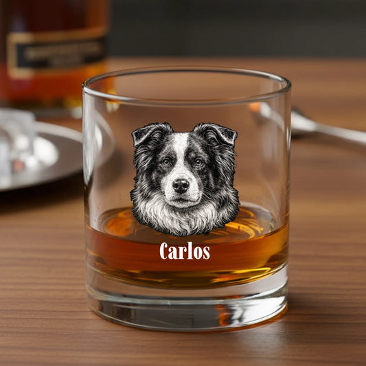 Personalizovaná sklenice na whisky – portrétní skica
